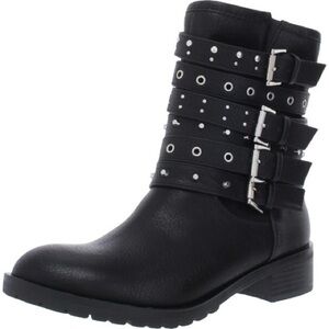 Fergie Black Multi-Strap Studded Boots